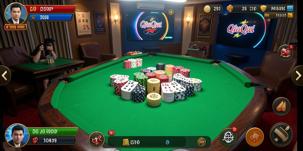 Tampilan gameplay QiuQiu yang seru dan interaktif.