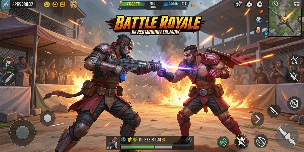 Tampilan gameplay seru PRG007 dalam pertarungan Battle Royale.