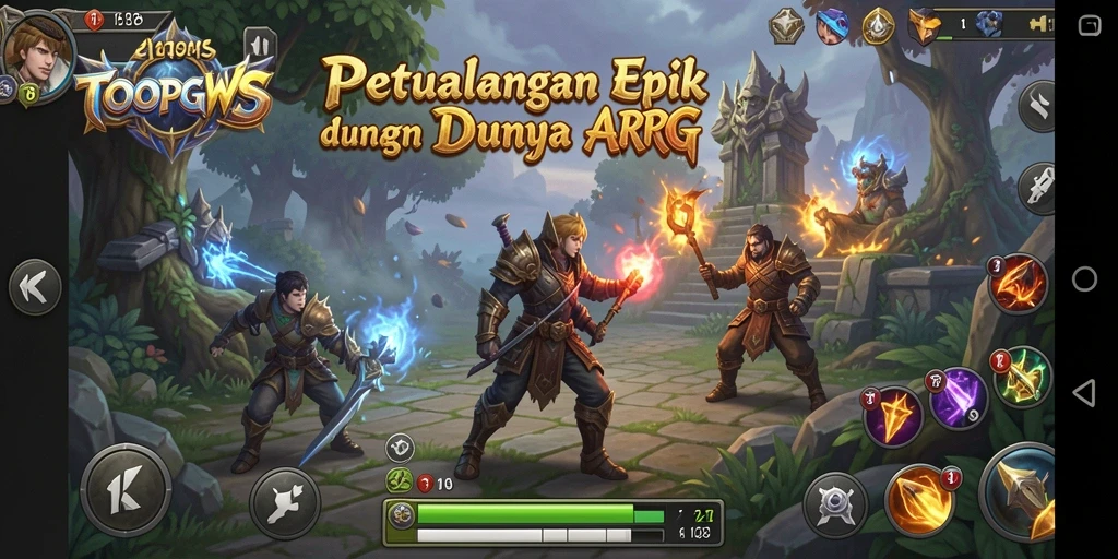 Screenshot gameplay menampilkan pertempuran mendebarkan di dunia TOOPGWS.